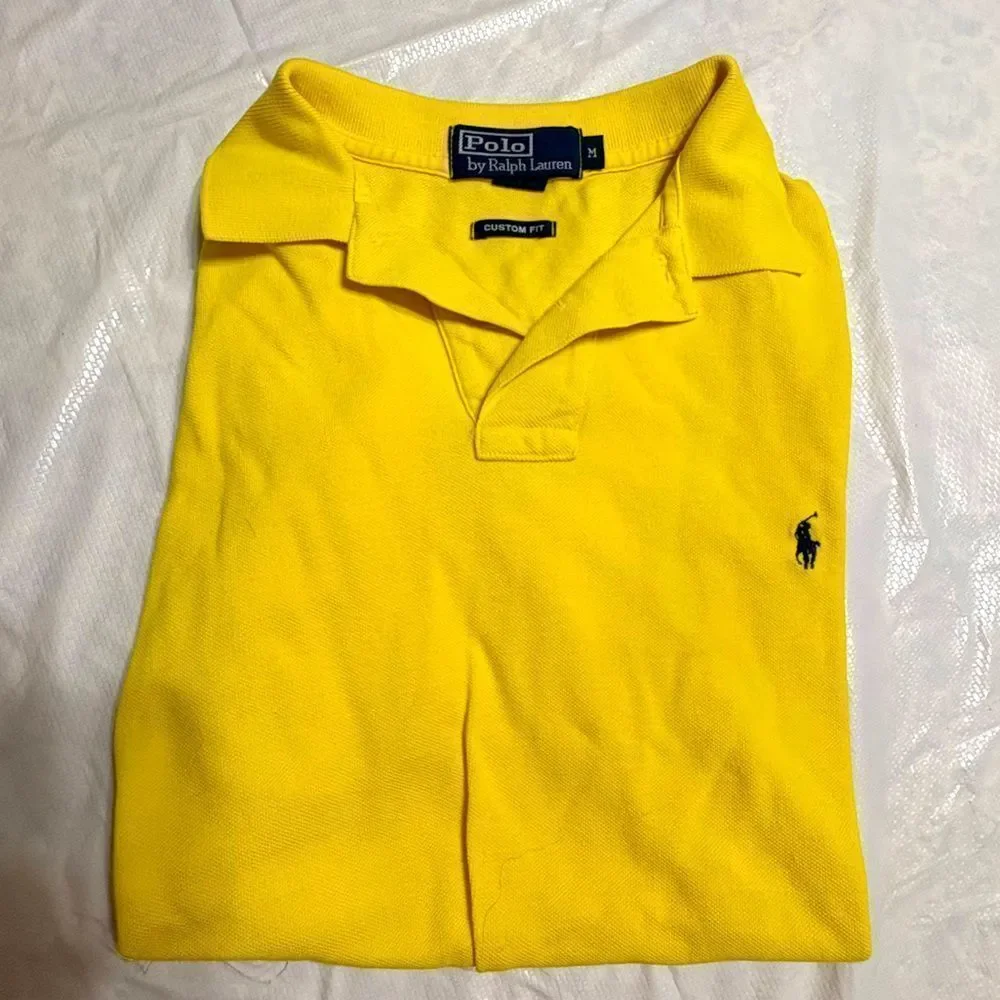 Polo Ralph Lauren Men's Bright Yellow Custom Fit Polo Shirt Size Medium